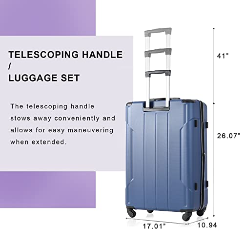 28" Expandable Checked Luggage Hardshell Suitcase with TSA Lock (Blue Single / 28 Inch)