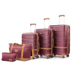 Luggage Sets with spinner wheels (Purple(New) / 5 piece sets（20/24/28/DB/TB))