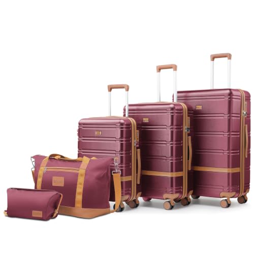 Luggage Sets with spinner wheels (Purple(New) / 5 piece sets（20/24/28/DB/TB))