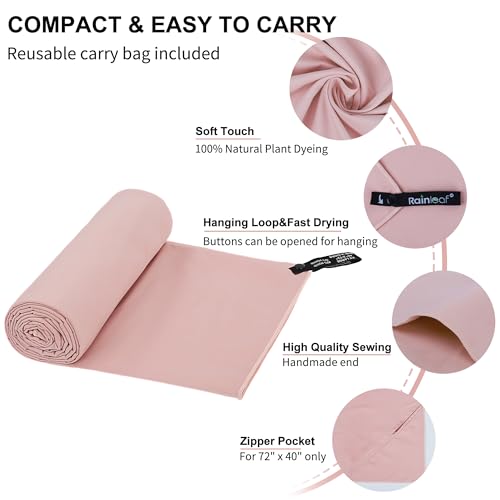 Microfiber Towel Quick Dry Camping & Travel & Gym Towel. Compact (Pale Rose / 72.00" x 40.00")