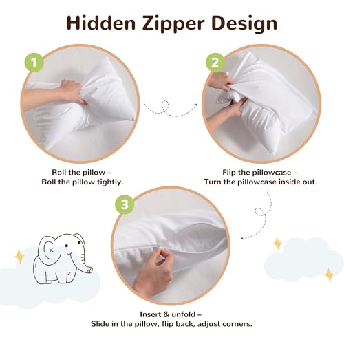 Toddler Pillows with Pillowcases Set (Light Grey (Microfiber) / 13x18 Inch (Pack of 2))