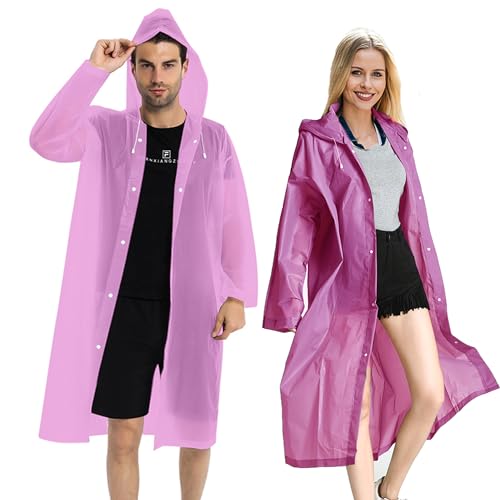 Rain Ponchos for Adults (One Size / Pink)
