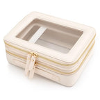 Large Clear Makeup Bags (Off-White / Dual Layer)