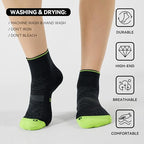Ankle Compression Running Athletic Socks for Men Women (Large-X-Large / Black + Green (5 Pairs))