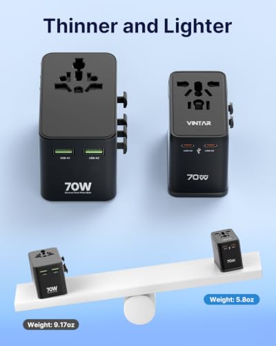 70W GaN Universal Travel Adapter (70W Black)