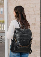 Vegan Leather Laptop Backpack for Women 15.6 inch Work Backpack Fashion Travel Backpack Purse for Business College (Black01)