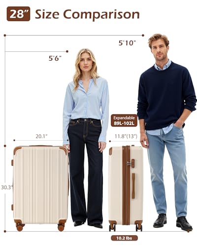 Luggage Lightweight and Durable Hardshell (apricot white / L(28in))