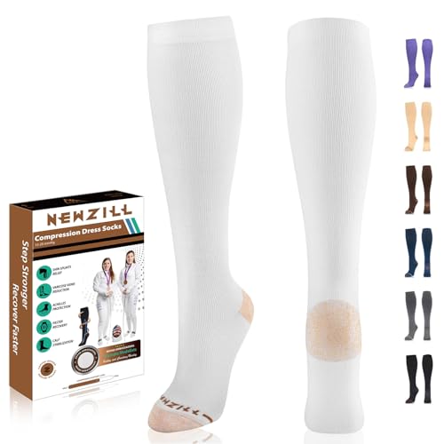 Copper Compression Dress Socks for Women & Men (XX-Large / White)