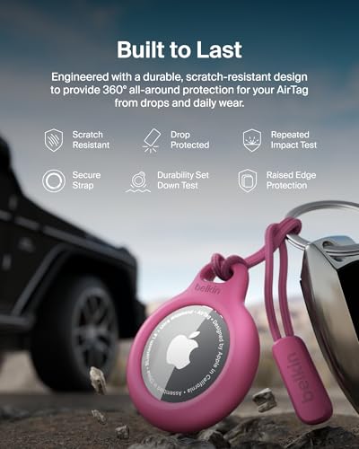 Apple Airtag Secure Holder With Strap (Pink / Single / Strap)