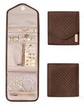 Travel Jewelry Organizer Case Foldable Jewelry Roll (Small / Coffee Brown)