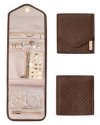 Travel Jewelry Organizer Case Foldable Jewelry Roll (Small / Coffee Brown)