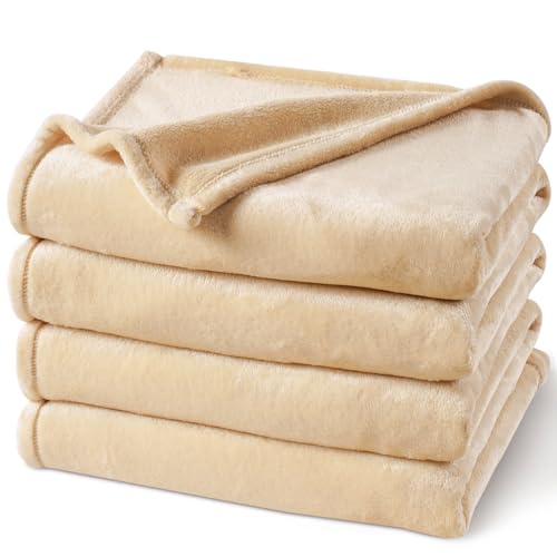 Fleece Blanket Twin Size 66"x90" (Beige / Twin(66" X 90"))