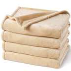Fleece Blanket Queen 90"x90" (Beige / Queen(90" X 90"))