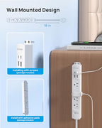 Wall Mount Surge Protector Power Strip with 360 Rotating Plug (White / 1.5FT Rotating Plug)