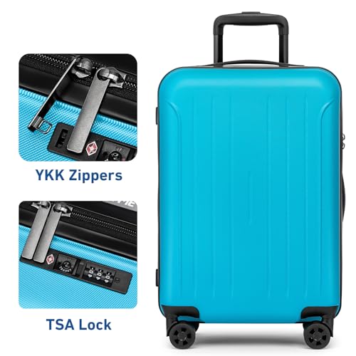 24 Inch Medium Luggage Checked TSA Approved Suitcase (Ocean Blue / 24" Checked)