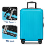 24 Inch Medium Luggage Checked TSA Approved Suitcase (Ocean Blue / 24" Checked)