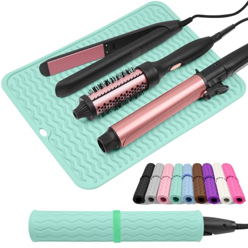Oversize Silicone Heat Resistant Mat for Hair Tools (Green)