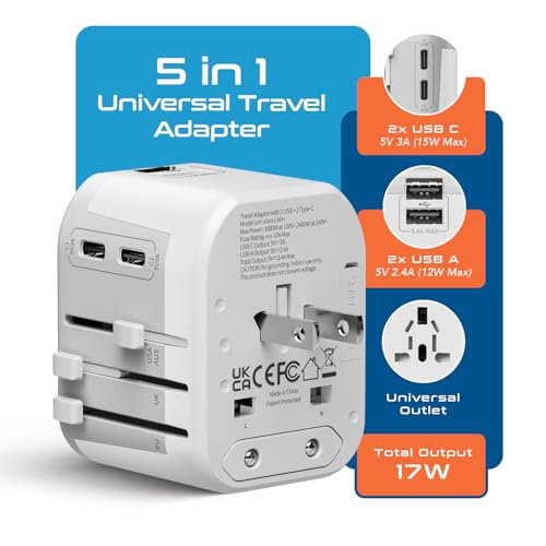 Universal Travel Adapter (White/Silver)