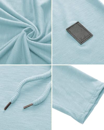 Mens Fashion Athletic Hoodies Sport Sweatshirt Solid Color Fleece Pullover Sky Blue (Medium / Sky Blue)