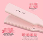 FoxyBae Sleek & Slay 1.75" Wide Plate Ceramic Flat Iron - Blush - Hair Straightener - Portable Professional Hot Tools - Healthy Hair Guaranteed - Dual Voltage - [146W]