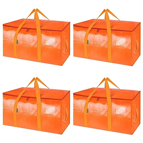 4 Pack Oversized Moving Bags with Reinforced Handles (4-Pack / Orange)