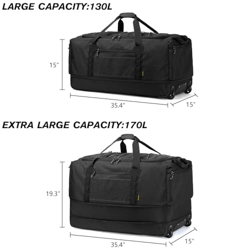Collapsible Duffle Bag with Wheels 130 (Black)