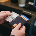 Slim Minimalist Front Pocket RFID Blocking Leather Wallets for Men and Women (Small / Carbon Fiber Black)