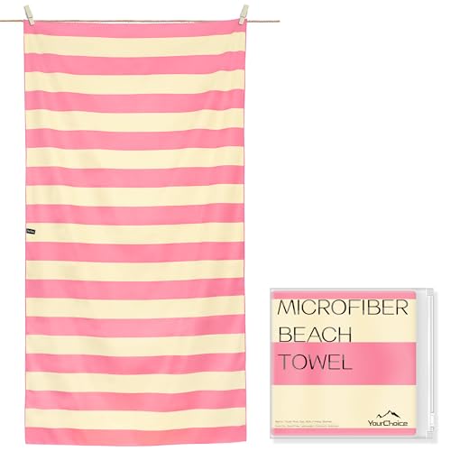 Microfiber Beach Towel Sand (U-sorbet Stripe / Extra Large(67x35"))