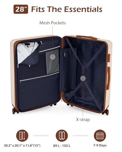 Luggage Lightweight and Durable Hardshell (apricot white / L(28in))
