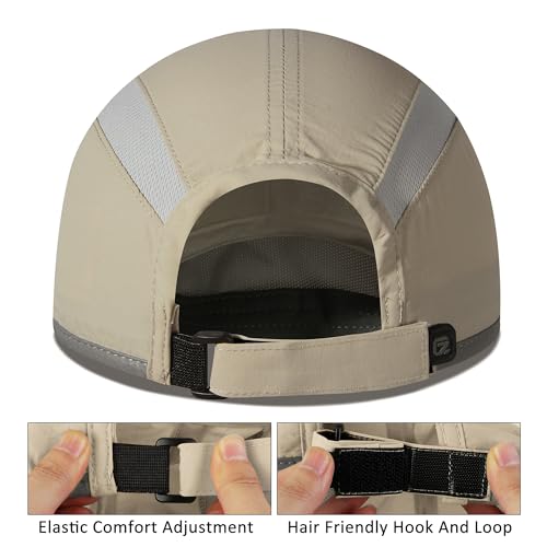 Baseball Cap Nylon Running Cap Outdoor Sports Hat for Men Women Adjustable Quick Drying Reflective Foldable UPF50+ Breath Mesh Water Repellency Race Performance Lightweight Khaki (6 7/8-7 1/2 / Khaki)