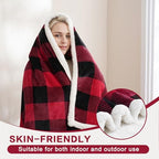 Sherpa Fleece Throw Blanket 80" x 90" Reversible Plush Fluffy Large Big Blanket Lattice Flannel Blankets for All Season Use (Red and Black / 80"*90")