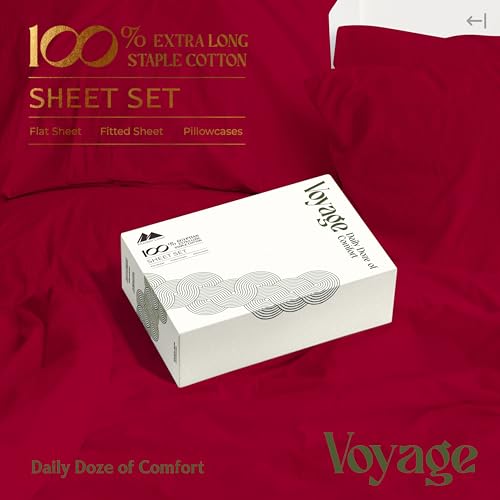 100% Egyptian Cotton Queen Size Sheets Set (Queen / 14 - Red)