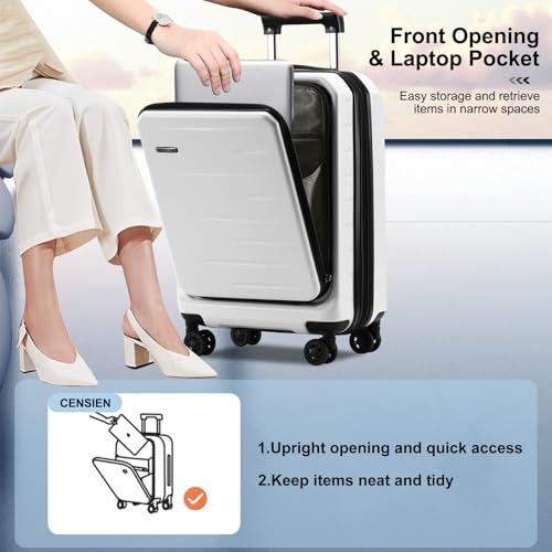 Expandable Luggage Sets (White / 20/28 Inch EXT)
