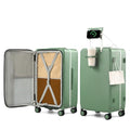 24 Inch Top Opening Checked Luggage with Cup Holder and USB Ports (Forest Green / 24 Inch Pro)