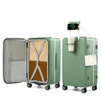 24 Inch Top Opening Checked Luggage with Cup Holder and USB Ports (Forest Green / 24 Inch Pro)