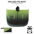 Rain Poncho Jacket Coat Hooded Zipper Style for Women (One Size / Gradient Green)