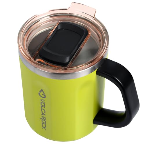 Coffee Mug with Handle and Lid (Lime with Brown Lid)
