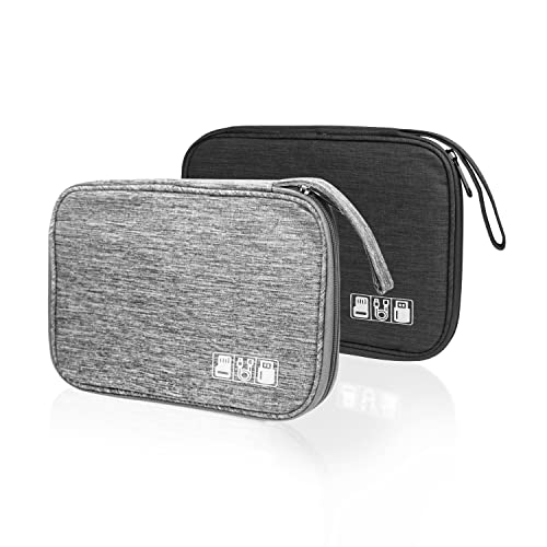 Portable Electronic Organizer Case (A-2PCS Black+Grey / Single Layer)