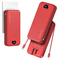 Portable Charger Power Bank 20000mAh with Built in Cables & Wall Plug (Red)