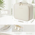 Makeup Travel Train Case with Mirror LED Light 3 Adjustable Brightness Large Cosmetic Bag Portable Storage Adjustable Partition Waterproof Make up Brushes Makeup Jewelry Gift for Women (Light Gray)