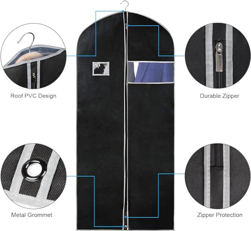 60 Inch Dress Bags for Gowns (Black&Grey / 60'' - 4PCS)