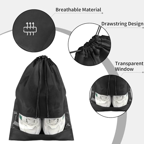 Black Travel Shoe Bags (Black / 10 Pack)