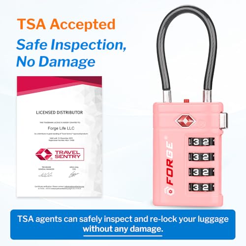 Open Alert TSA Approved Luggage Locks (4 Colors Pink PK)
