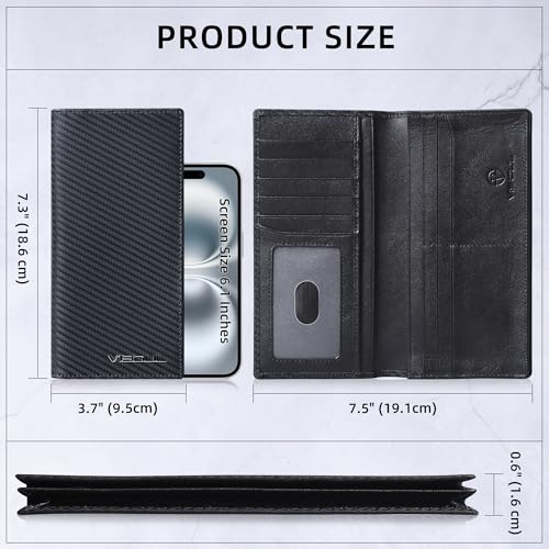 Leather Checkbook Cover Wallet for Men with RFID Blocking (Black+Black)