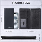 Leather Checkbook Cover Wallet for Men with RFID Blocking (Black+Black)