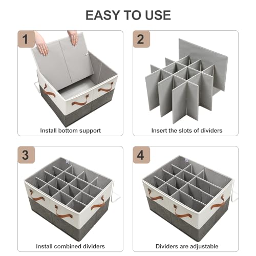 Shoe Organizer for Closet 2 Pack (White&Gray-2Pack / Large(20.87''L x 16.54''W x 13.5''H))