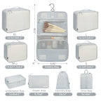 10 Set Packing Cubes Various Sizes Packing Organizer for Travel Accessories Luggage Carry On Suitcase (10-LightGrey / 10 Set-full Mesh)