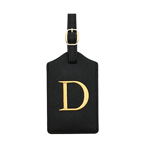 Luggage Tag PU Leather for Suitcase Baggage Handbag Travel Bag Label Suitcase Tag Suitcase Label Tag w. Name Card & Privacy Cover (D)