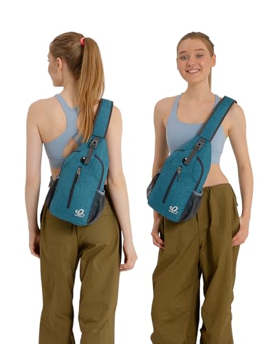 Crossbody Sling Backpack Sling Bag Travel Hiking Chest Bags Daypack (B-teal Blue / Small)
