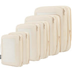 4 Set/6 Set/8 Set Compression Packing Cubes Travel Accessories Expandable Packing Organizers (Square Mesh, 06-Beige) (06-Beige / Square Mesh)